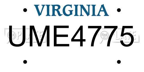 UME4775 Virginia License Plate