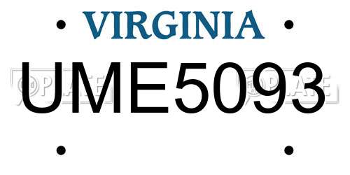 UME5093 Virginia License Plate