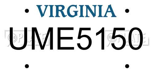 UME5150 Virginia License Plate