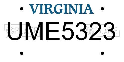 UME5323 Virginia License Plate