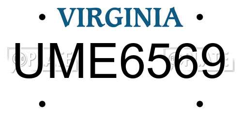 UME6569 Virginia License Plate