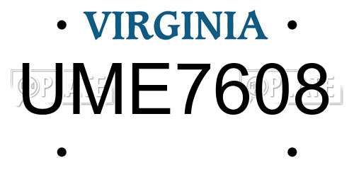UME7608 Virginia License Plate