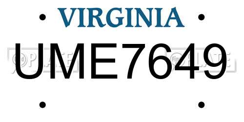 UME7649 Virginia License Plate