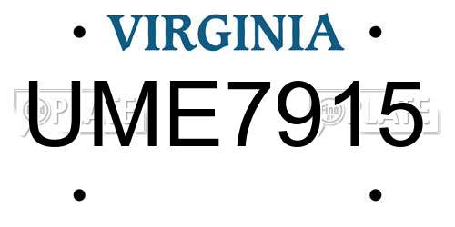 UME7915 Virginia License Plate