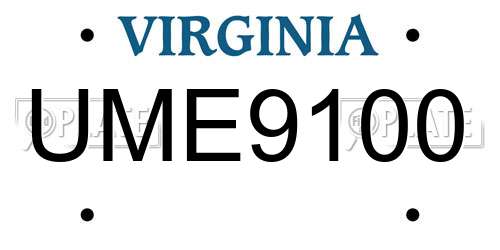 UME9100 Virginia License Plate