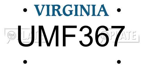 UMF367 Virginia License Plate
