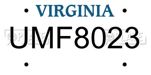 UMF8023 Virginia License Plate