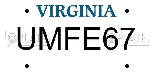 UMFE67 Virginia License Plate