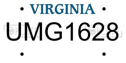UMG1628 Virginia License Plate
