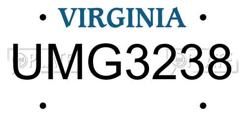 UMG3238 Virginia License Plate