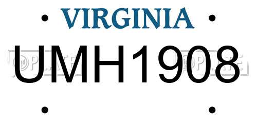 UMH1908 Virginia License Plate