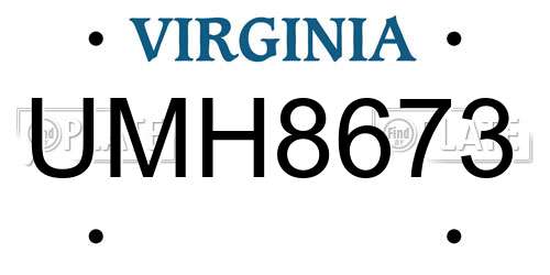 UMH8673 Virginia License Plate