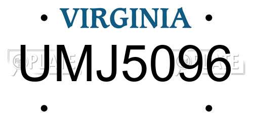 UMJ5096 Virginia License Plate