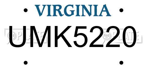 UMK5220 Virginia License Plate