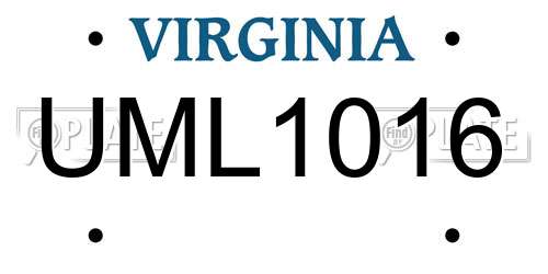UML1016 Virginia License Plate