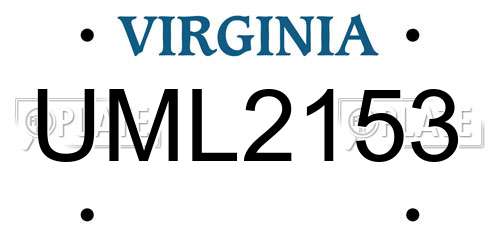 UML2153 Virginia License Plate