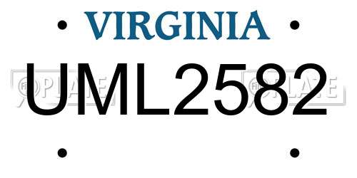 UML2582 Virginia License Plate
