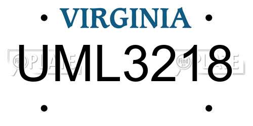 UML3218 Virginia License Plate