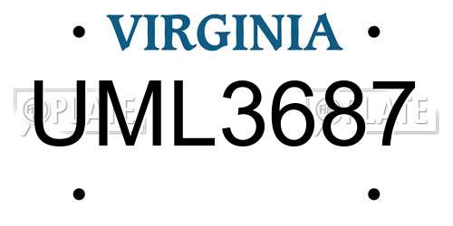 UML3687 Virginia License Plate