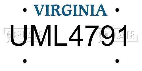 UML4791 Virginia License Plate