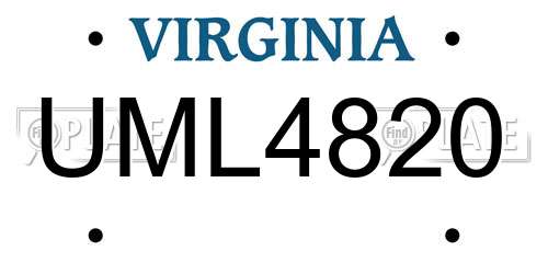 UML4820 Virginia License Plate