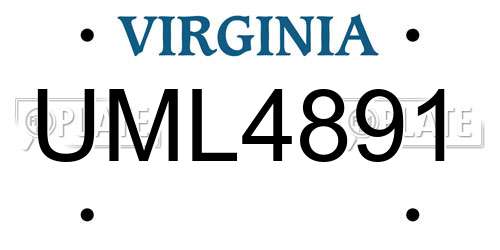 UML4891 Virginia License Plate