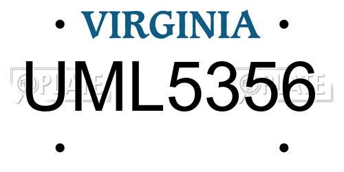 UML5356 Virginia License Plate