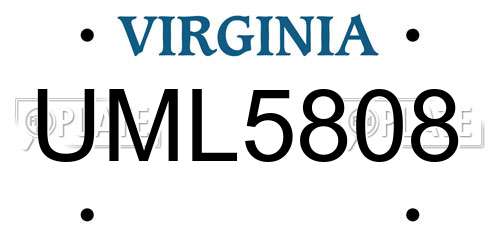 UML5808 Virginia License Plate