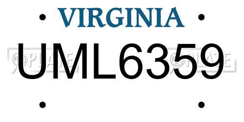UML6359 Virginia License Plate