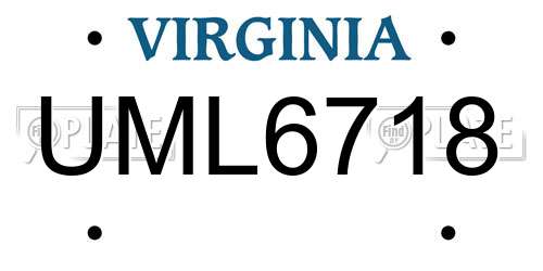 UML6718 Virginia License Plate