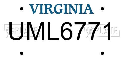 UML6771 Virginia License Plate
