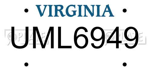 UML6949 Virginia License Plate