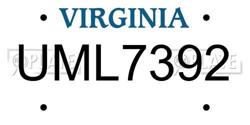 UML7392 Virginia License Plate
