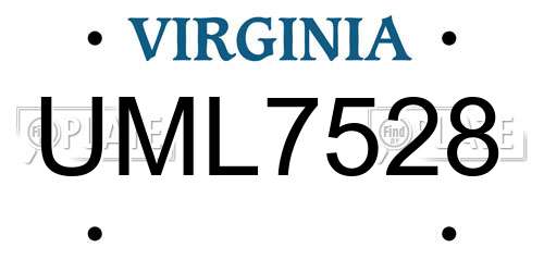 UML7528 Virginia License Plate