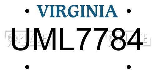 UML7784 Virginia License Plate
