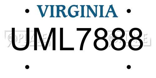 UML7888 Virginia License Plate