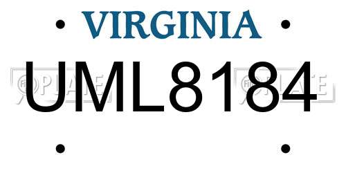 UML8184 Virginia License Plate