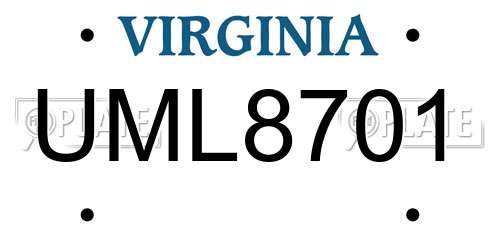 UML8701 Virginia License Plate