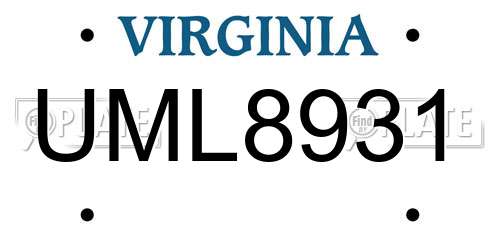 UML8931 Virginia License Plate