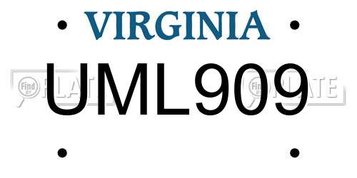 UML909 Virginia License Plate