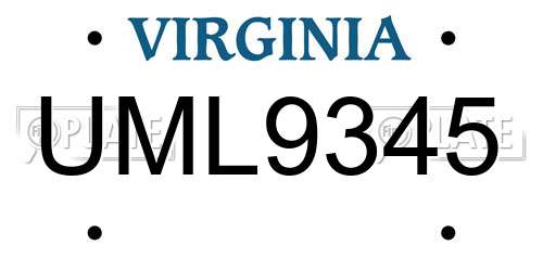 UML9345 Virginia License Plate