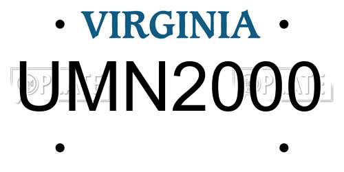 UMN2000 license plate in VA state