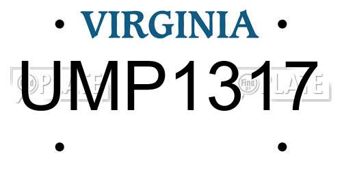 UMP1317 Virginia License Plate