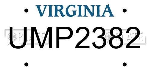 UMP2382 Virginia License Plate