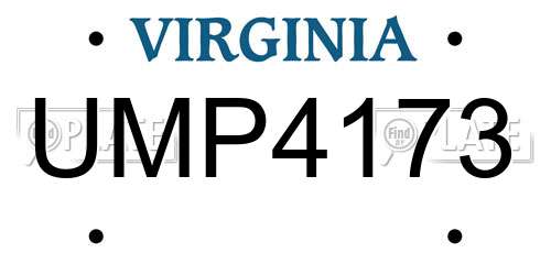 UMP4173 Virginia License Plate