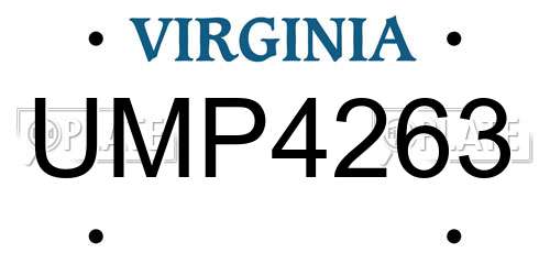 UMP4263 Virginia License Plate