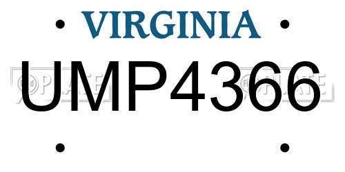 UMP4366 Virginia License Plate