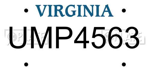 UMP4563 Virginia License Plate