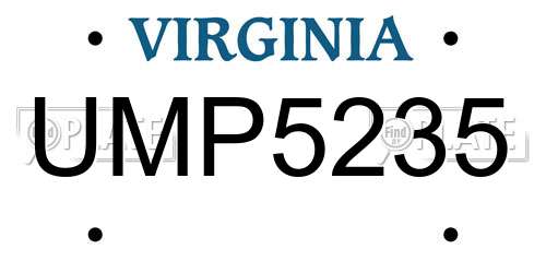 UMP5235 Virginia License Plate