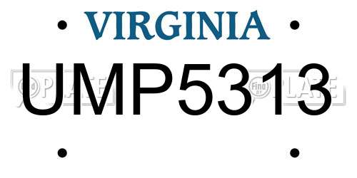 UMP5313 Virginia License Plate